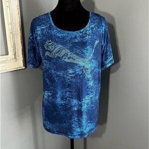 PUMA Women's M Lightweight Stretchy Activewear Top V-neck Breathable Tie Dye
